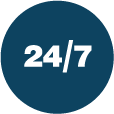 24/7 dark blue icon