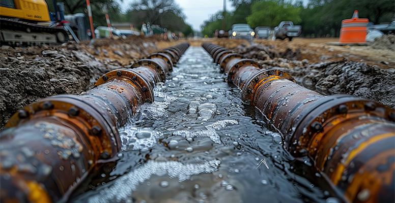 Old lead piping leaking
